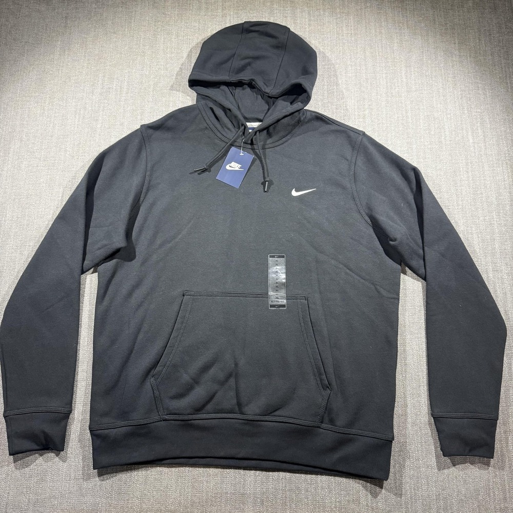 Nike Hoodie‎ Mens XL Black Pullover Fleece Swoosh Logo Kangaroo Pocket Athletic